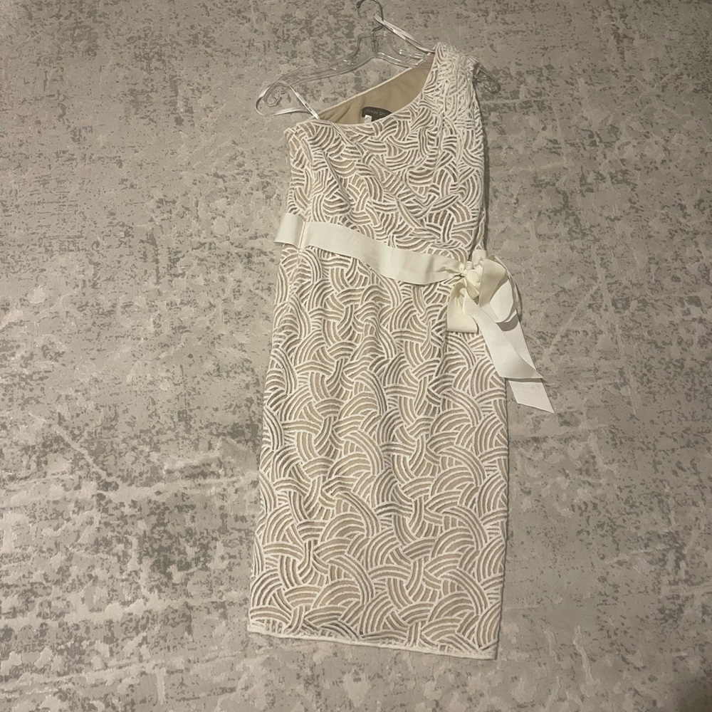 Tadashi Shoji Beige one-Shoulder Dress, size 10